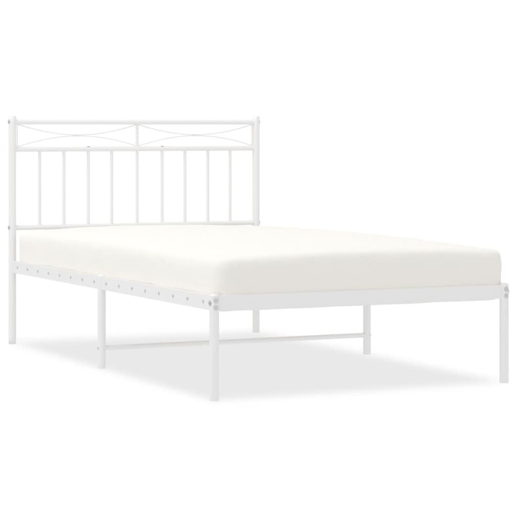 8721012210455_a_en_hd_1 vidaXL Metal Bed Frame without Mattress with Headboard White 107x203 cm King Single - Image 2