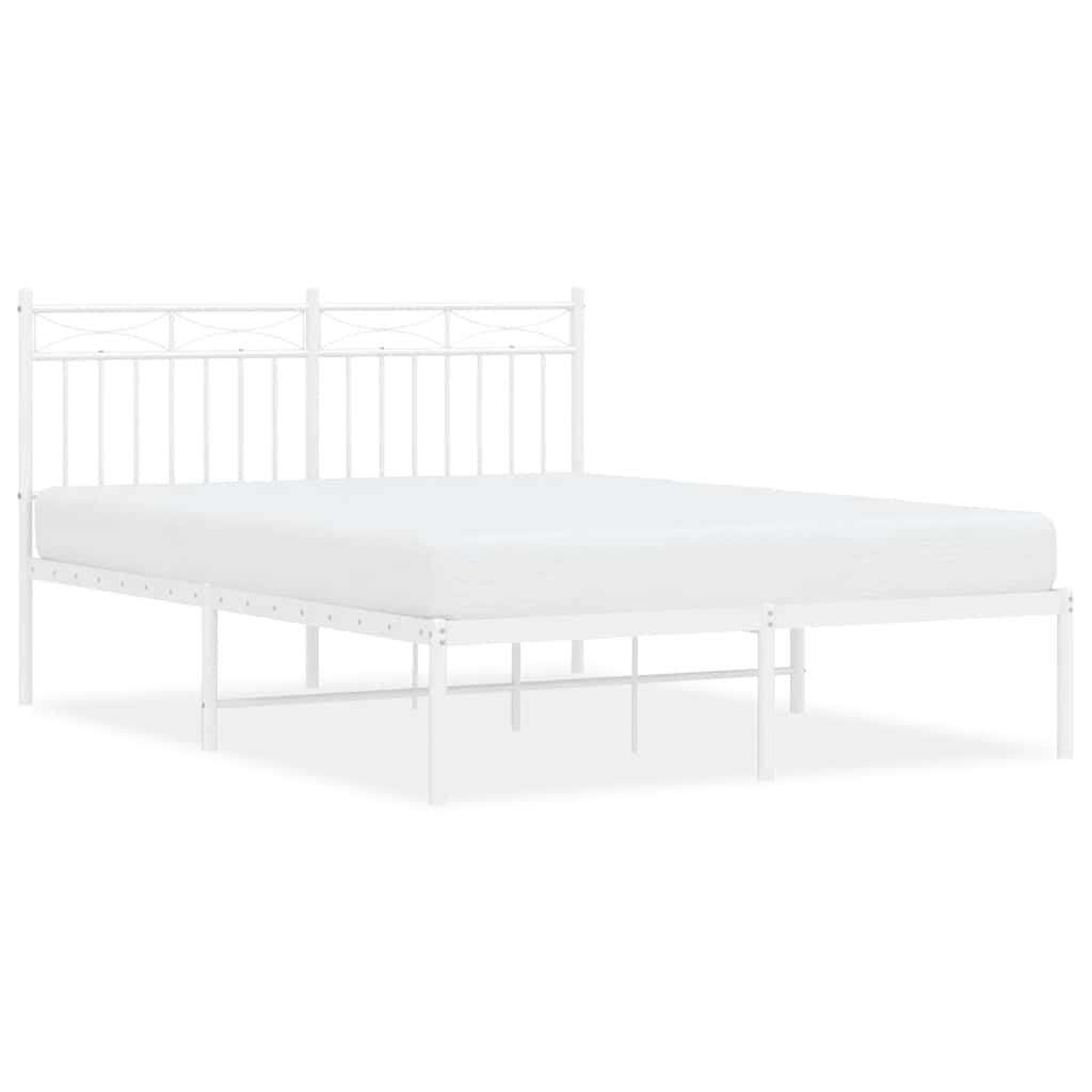 8721012210486_a_en_hd_1 vidaXL Metal Bed Frame without Mattress with Headboard White 135x190 cm - Image 2