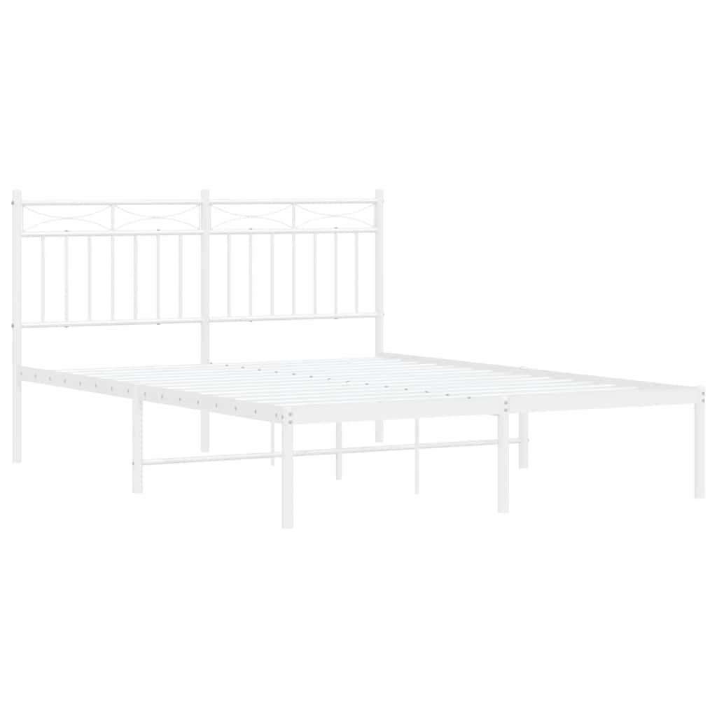 8721012210486_g_en_hd_3 vidaXL Metal Bed Frame without Mattress with Headboard White 135x190 cm - Image 5