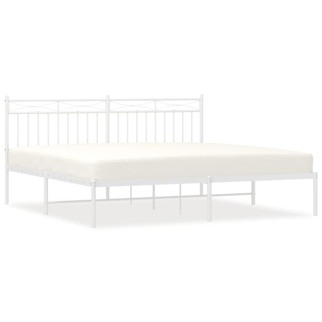 8721012210530_a_en_hd_1 vidaXL Metal Bed Frame without Mattress with Headboard White 183x203 cm King - Image 2