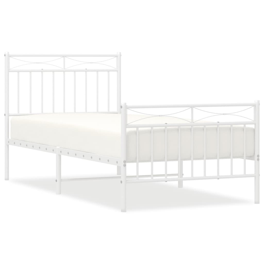 8721012210592_a_en_hd_1 vidaXL Metal Bed Frame without Mattress with Footboard White 90x190 cm - Image 2