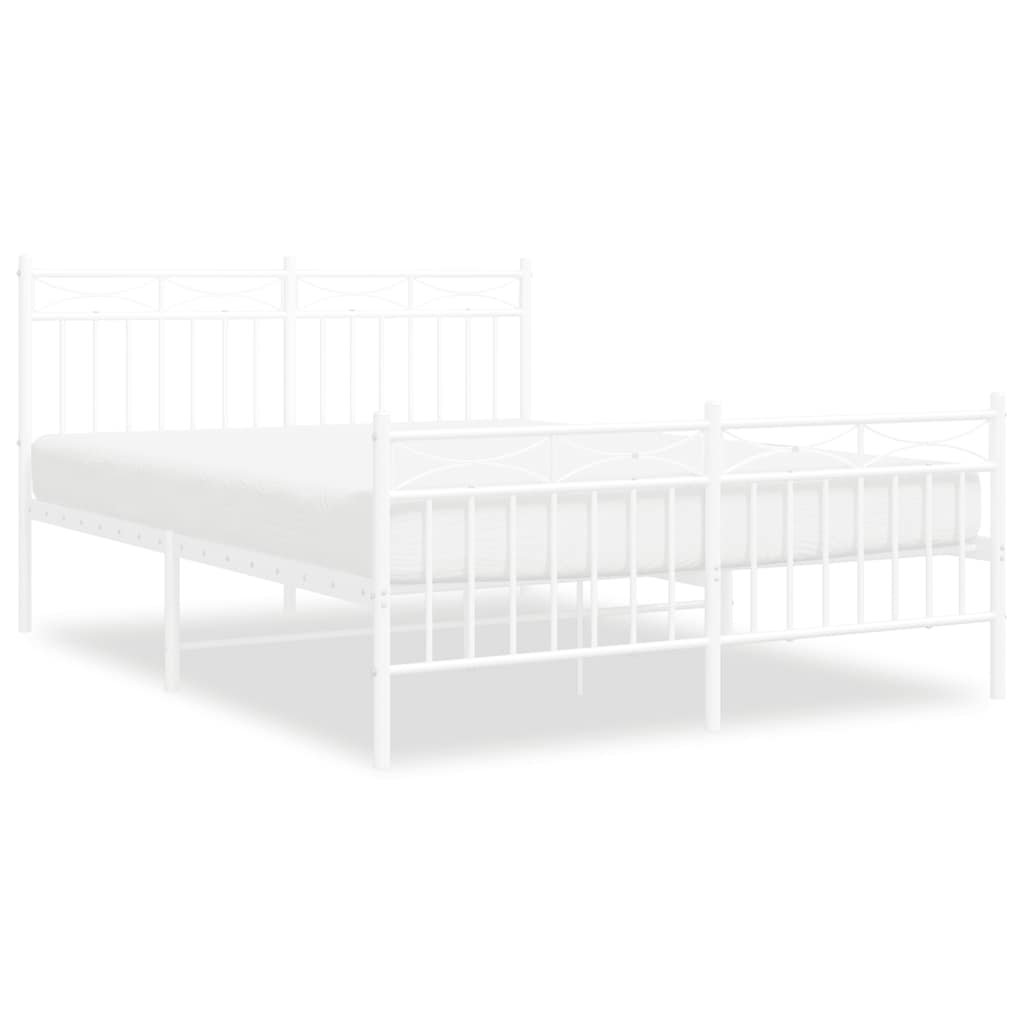 8721012210660_a_en_hd_1 vidaXL Metal Bed Frame without Mattress with Footboard White 135x190 cm - Image 2