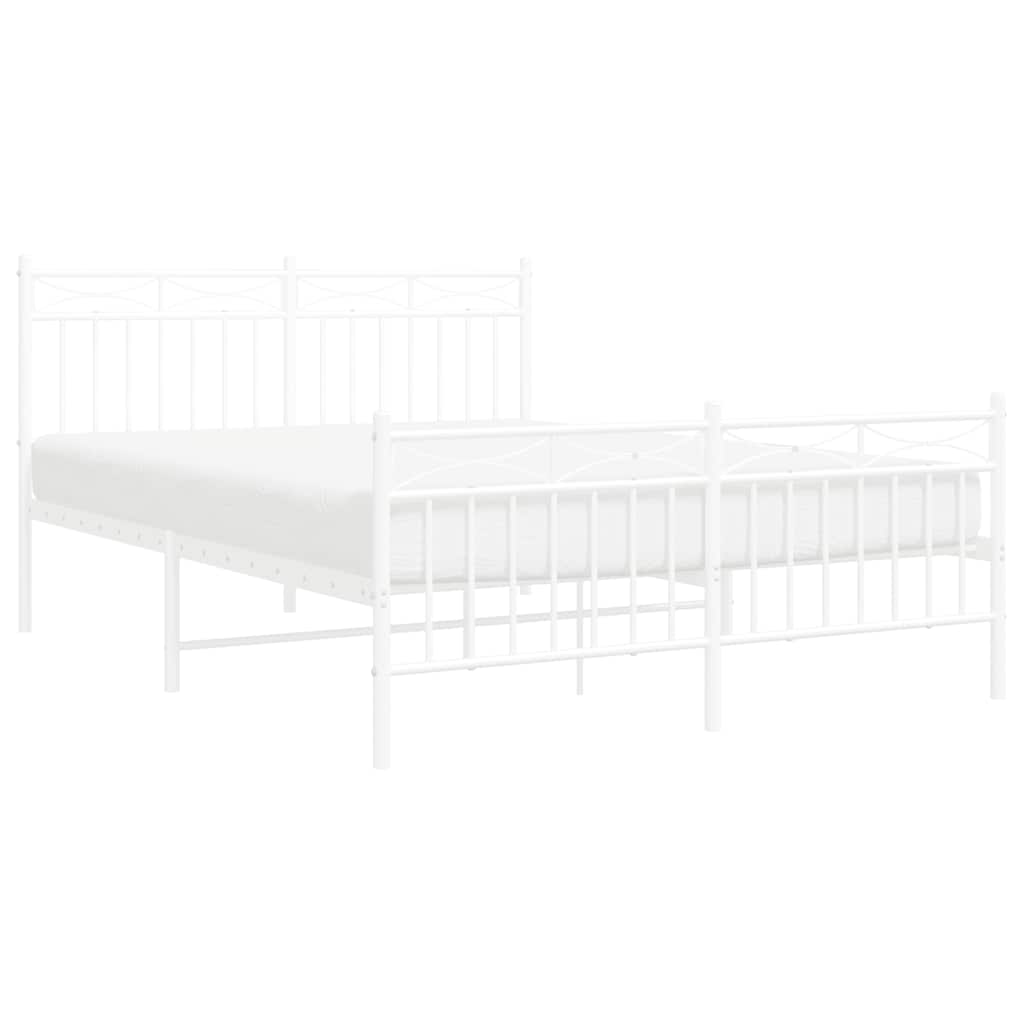 8721012210660_g_en_hd_2 vidaXL Metal Bed Frame without Mattress with Footboard White 135x190 cm - Image 4