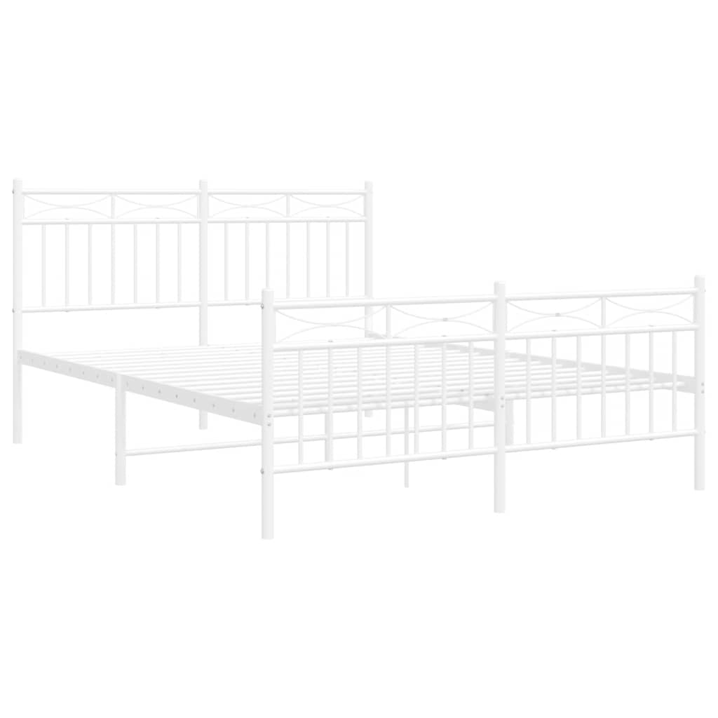 8721012210660_g_en_hd_3 vidaXL Metal Bed Frame without Mattress with Footboard White 135x190 cm - Image 5