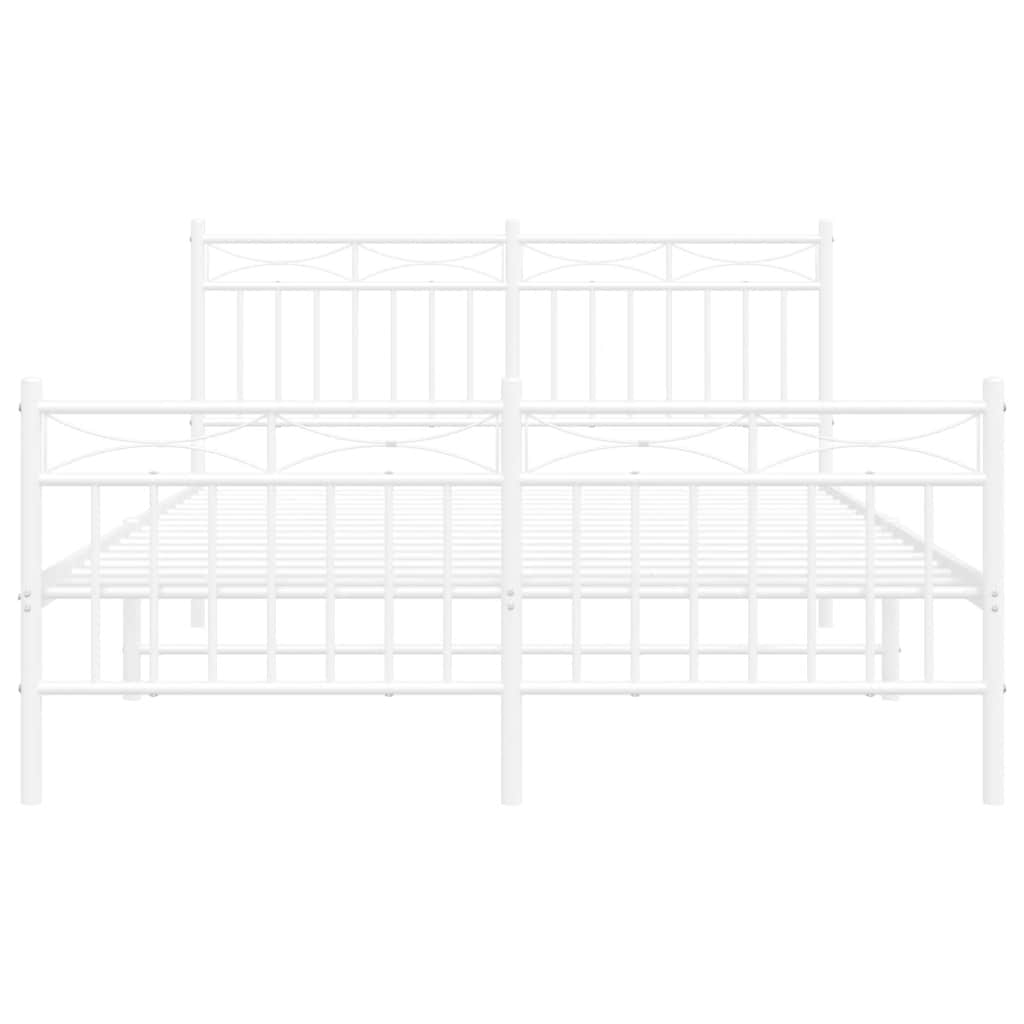 8721012210660_g_en_hd_4 vidaXL Metal Bed Frame without Mattress with Footboard White 135x190 cm - Image 6