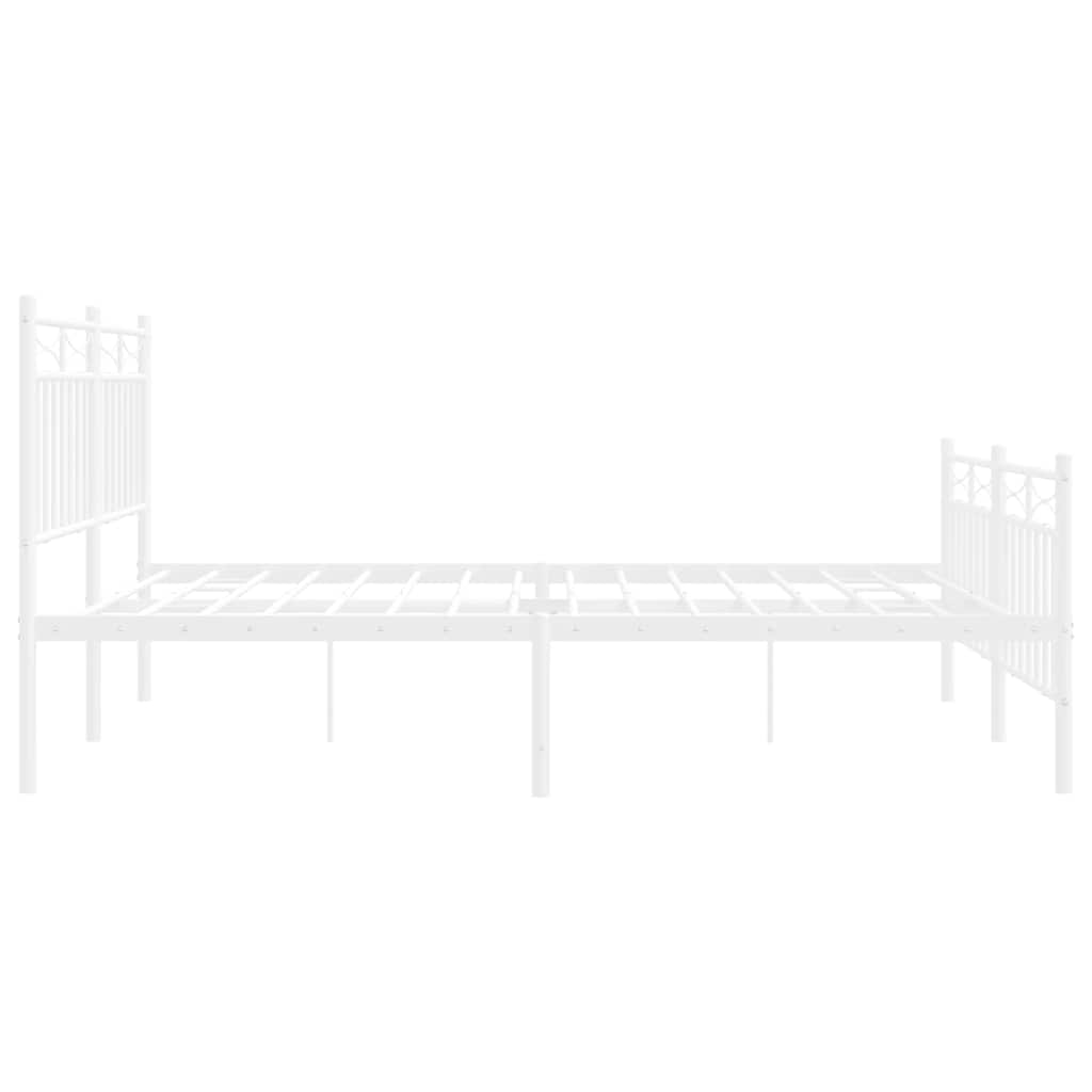 8721012210660_g_en_hd_5 vidaXL Metal Bed Frame without Mattress with Footboard White 135x190 cm - Image 7
