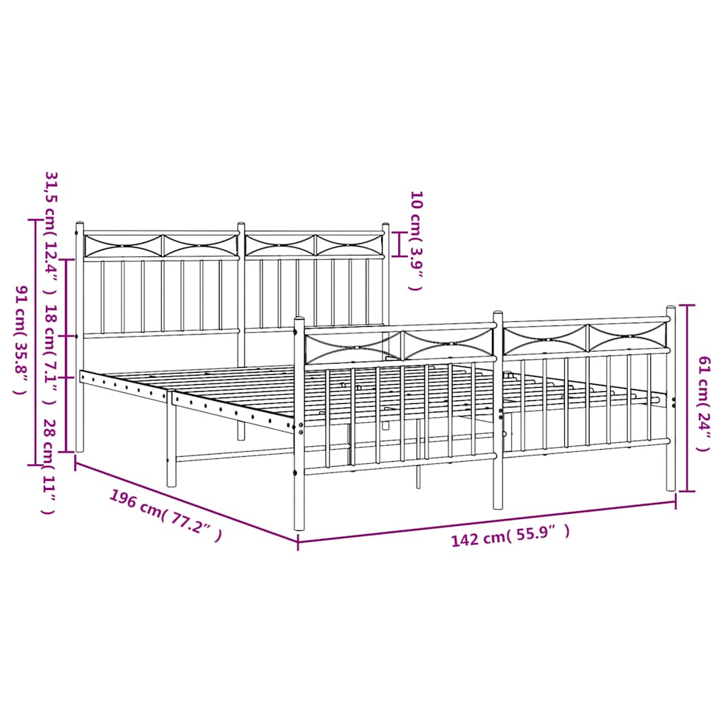 8721012210660_g_en_hd_8 vidaXL Metal Bed Frame without Mattress with Footboard White 135x190 cm - Image 10