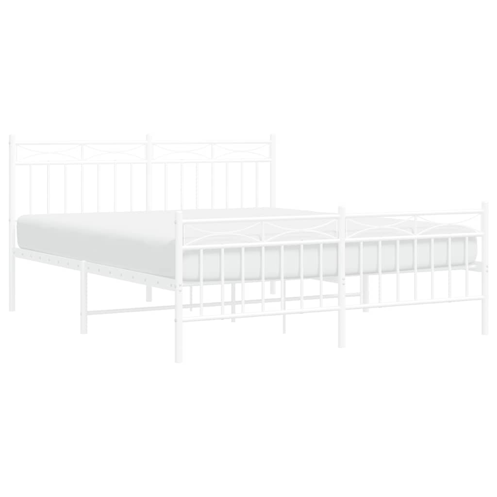 8721012210691_g_en_hd_2 vidaXL Metal Bed Frame without Mattress with Footboard White 150x200 cm - Image 4