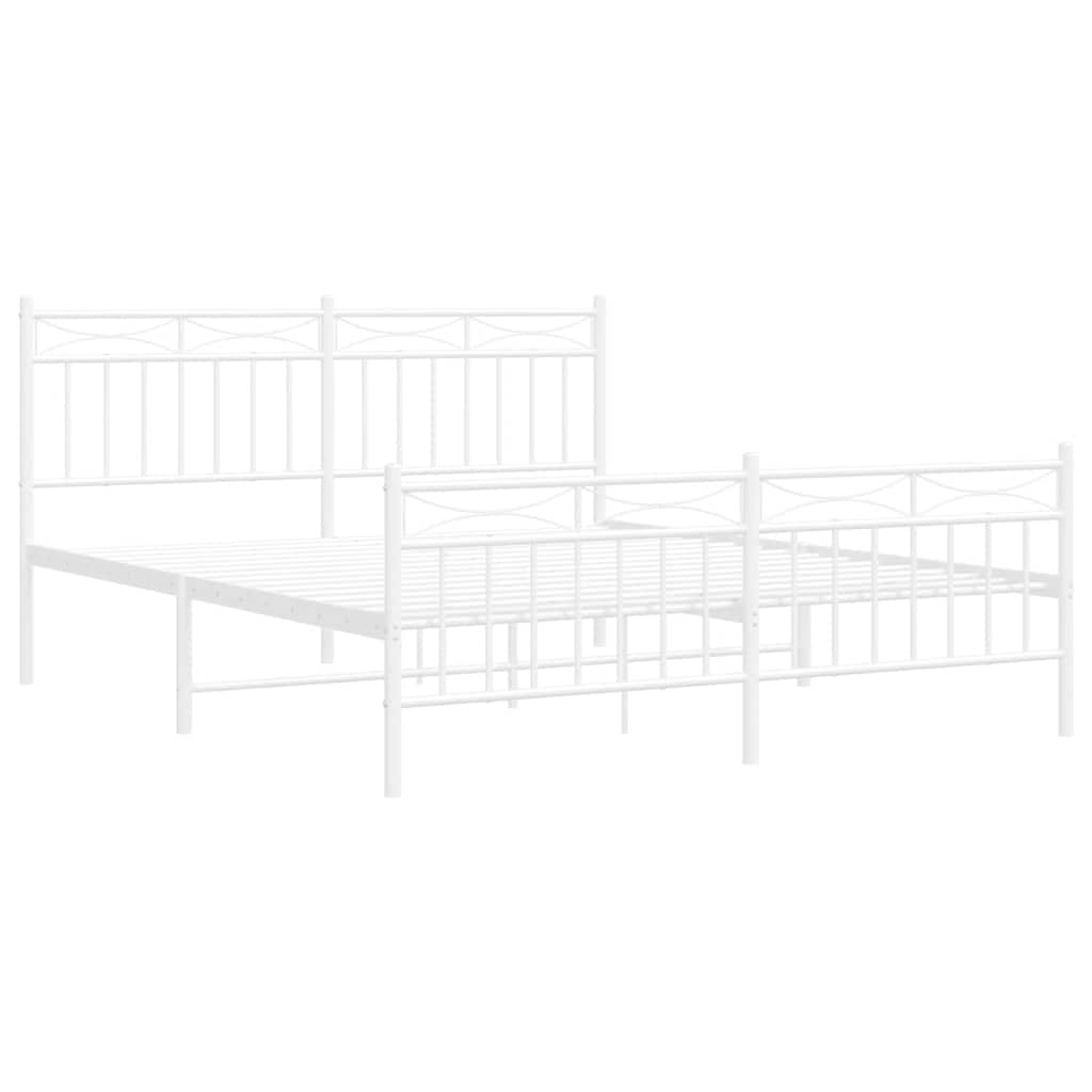 8721012210691_g_en_hd_3 vidaXL Metal Bed Frame without Mattress with Footboard White 150x200 cm - Image 5