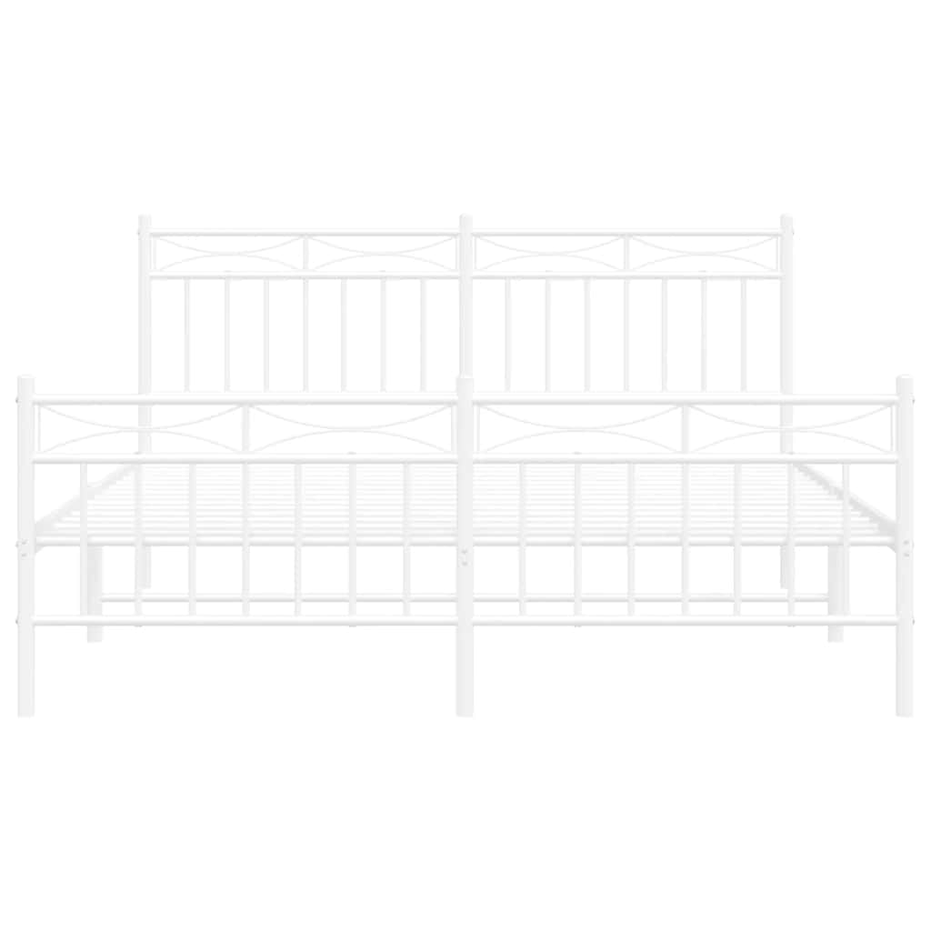 8721012210691_g_en_hd_4 vidaXL Metal Bed Frame without Mattress with Footboard White 150x200 cm - Image 6