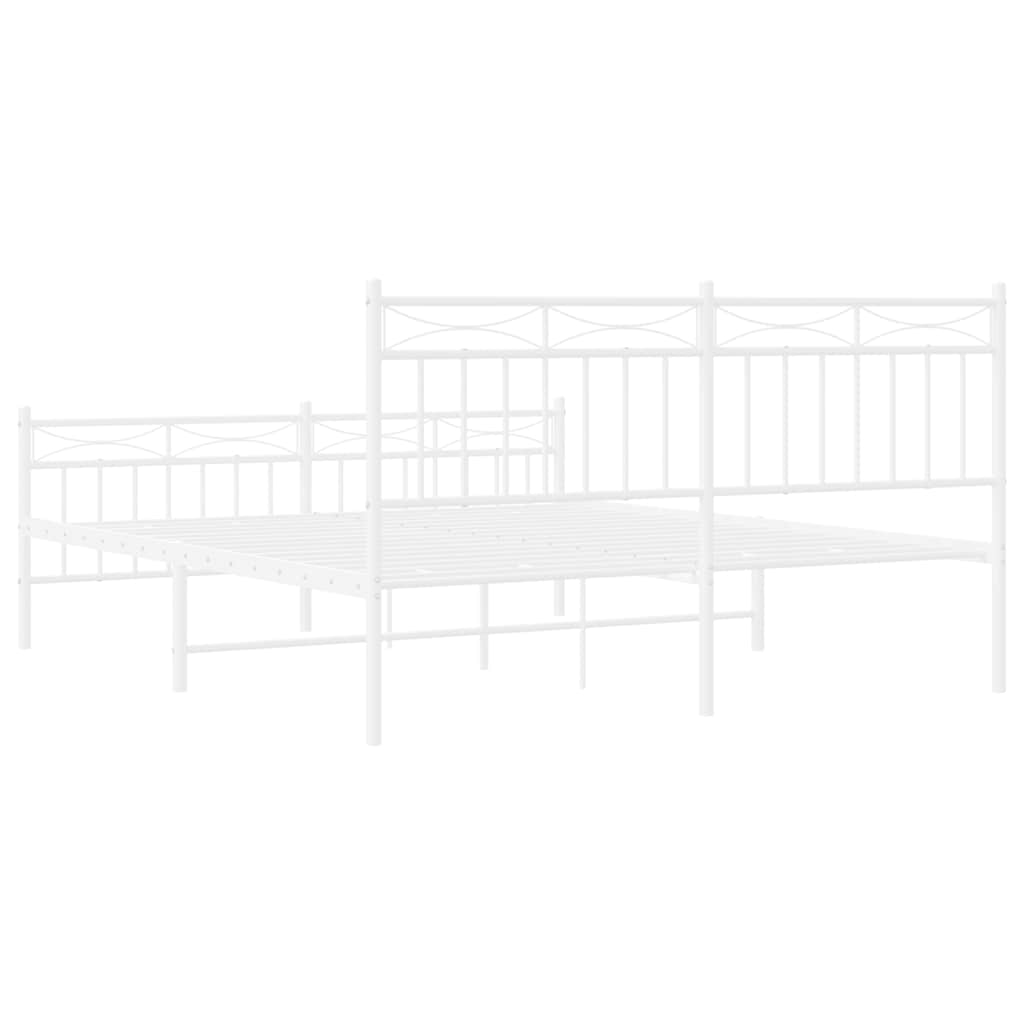 8721012210691_g_en_hd_6 vidaXL Metal Bed Frame without Mattress with Footboard White 150x200 cm - Image 8
