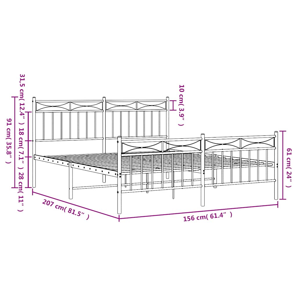 8721012210691_g_en_hd_8 vidaXL Metal Bed Frame without Mattress with Footboard White 150x200 cm - Image 10