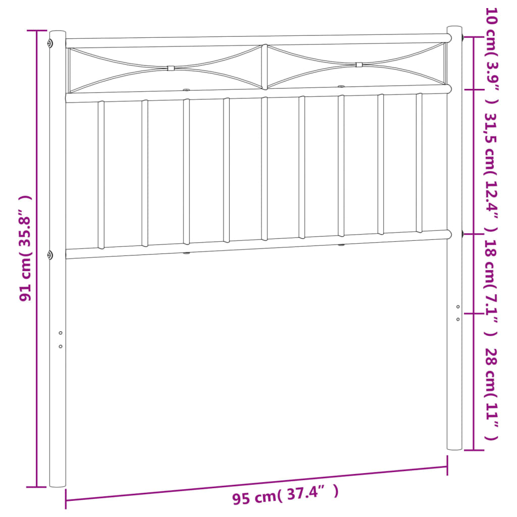 8721012210776_g_en_hd_4 vidaXL Metal Headboard White 90 cm - Image 6