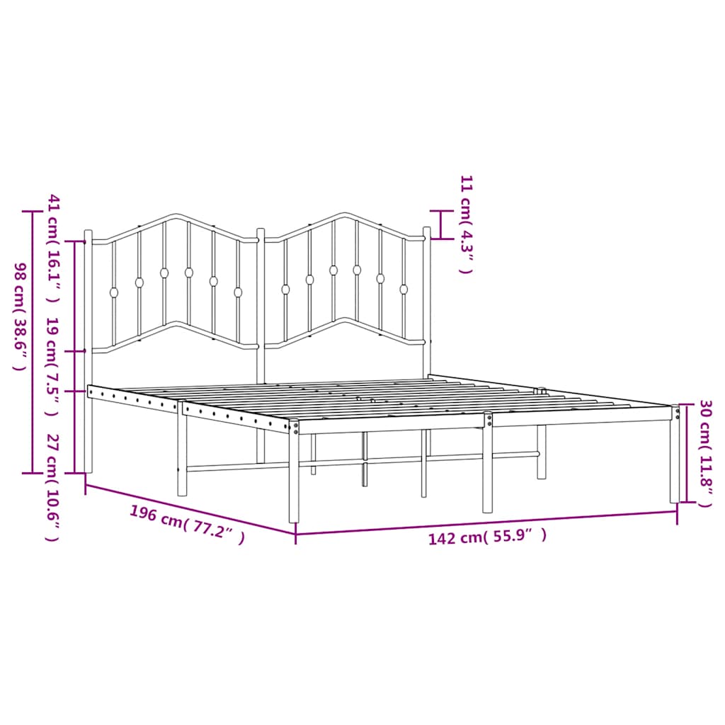 8721012210974_g_en_hd_8 vidaXL Metal Bed Frame without Mattress with Headboard Black 135x190 cm - Image 10