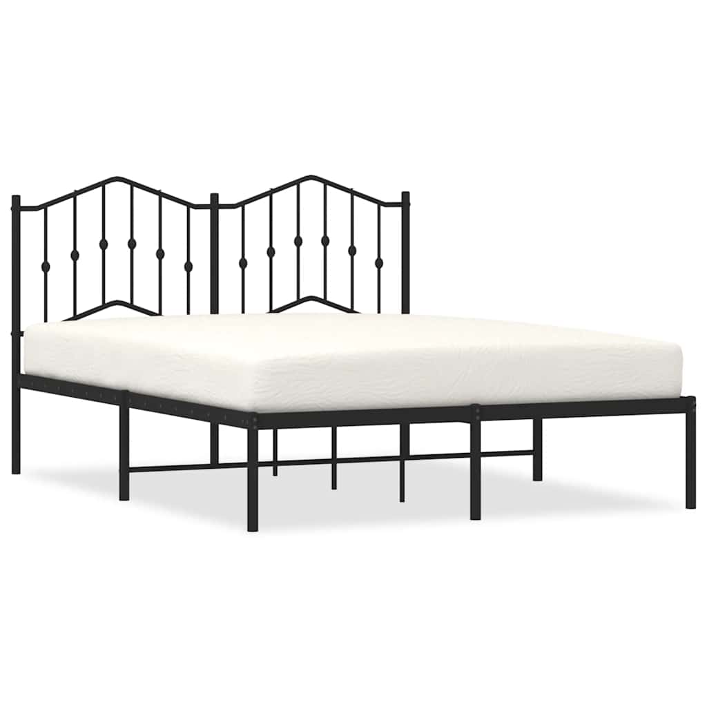 8721012211001_a_en_hd_1 vidaXL Metal Bed Frame without Mattress with Headboard Black 150x200 cm - Image 2