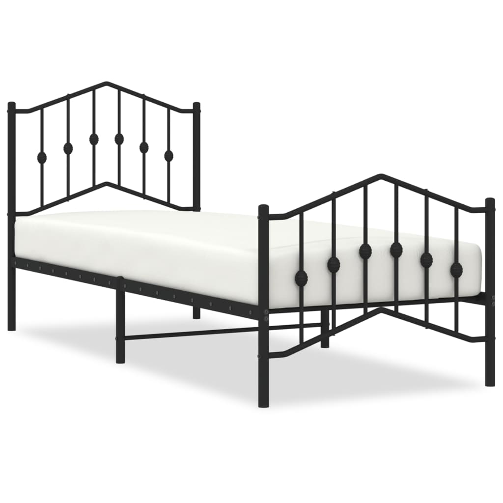 8721012211087_a_en_hd_1 vidaXL Metal Bed Frame without Mattress with Footboard Black 90x190 cm - Image 2