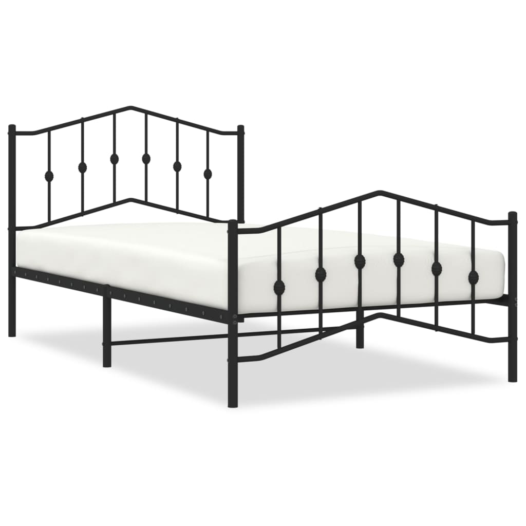 8721012211124_a_en_hd_1 vidaXL Metal Bed Frame without Mattress with Footboard Black 107x203 cm King Single - Image 2