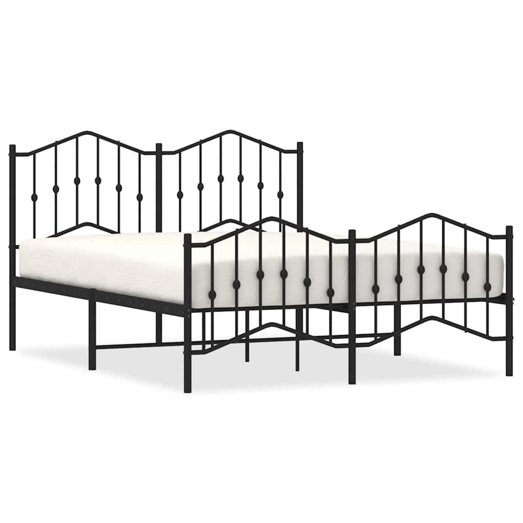 8721012211186_a_en_hd_1 vidaXL Metal Bed Frame without Mattress with Footboard Black 150x200 cm - Image 2