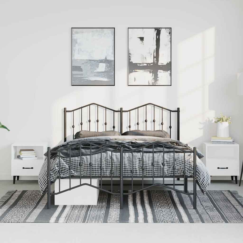 8721012211186_g_en_hd_1 vidaXL Metal Bed Frame without Mattress with Footboard Black 150x200 cm - Image 3