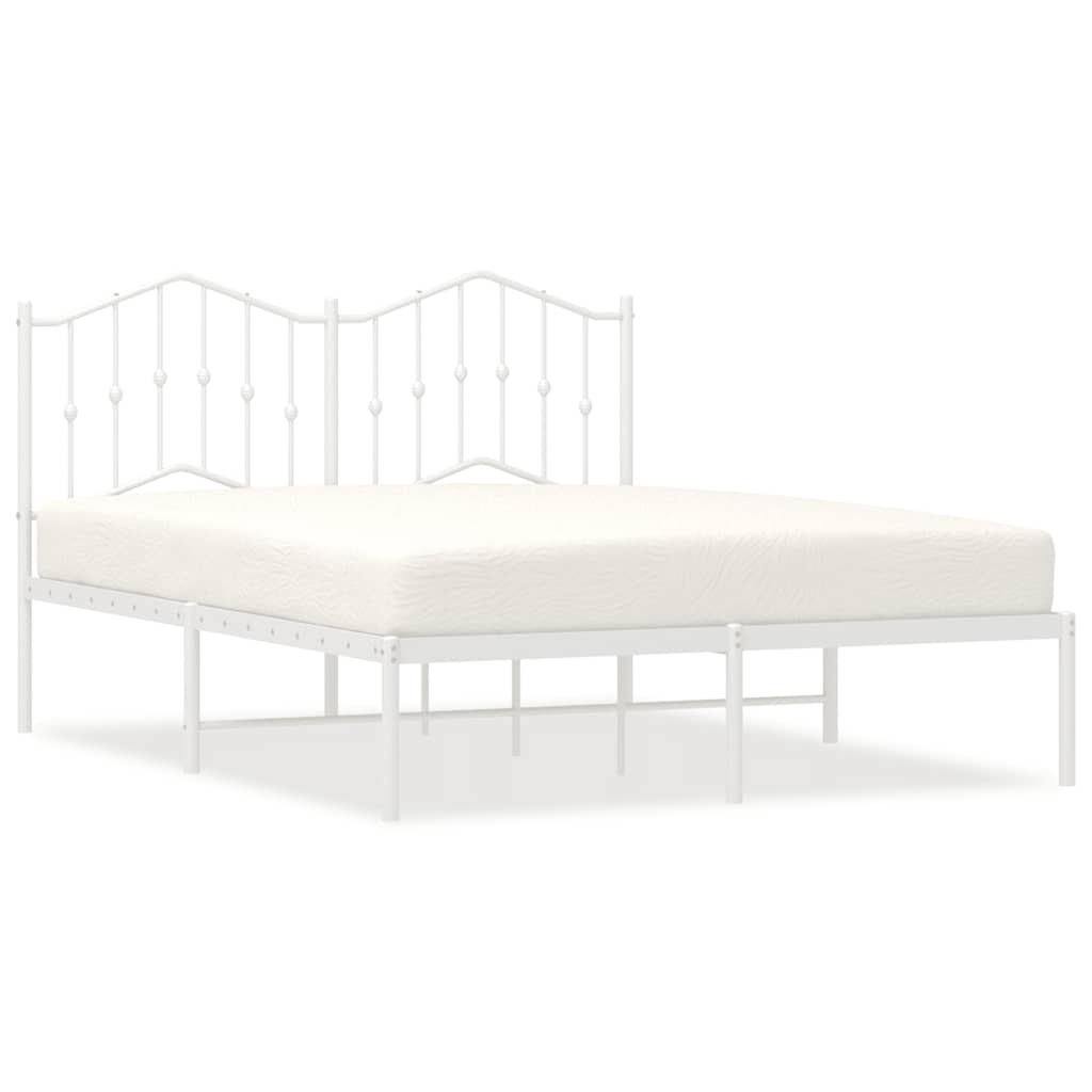 8721012211490_a_en_hd_1 vidaXL Metal Bed Frame without Mattress with Headboard White 150x200 cm - Image 2