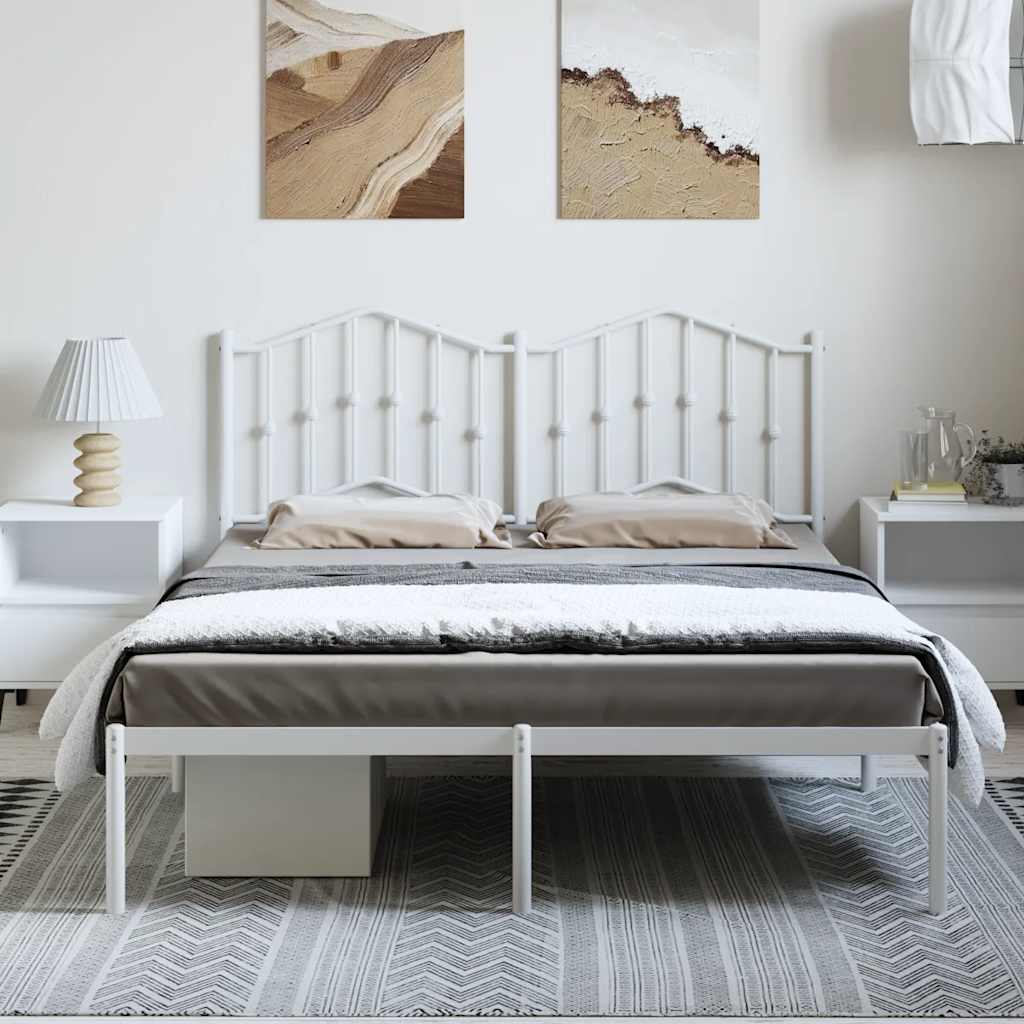 8721012211490_g_en_hd_1 vidaXL Metal Bed Frame without Mattress with Headboard White 150x200 cm - Image 3