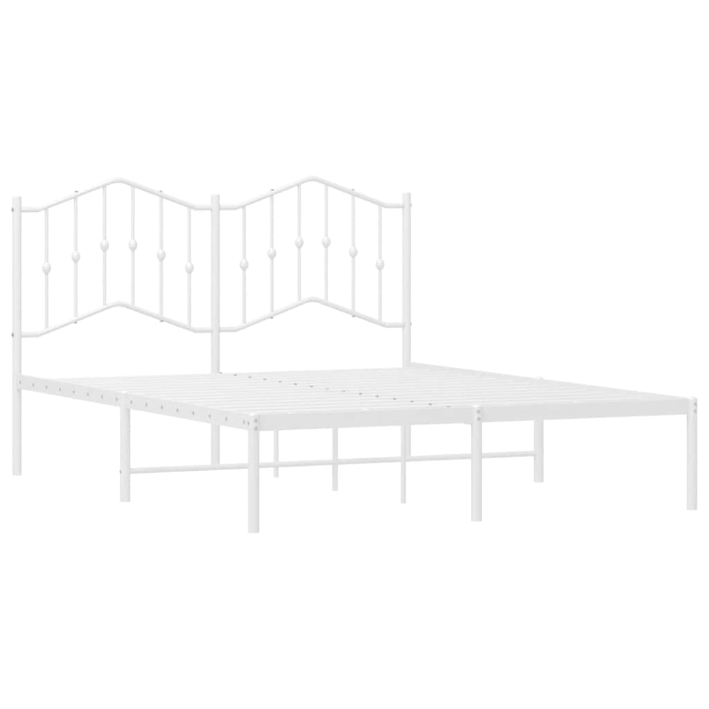 8721012211490_g_en_hd_3 vidaXL Metal Bed Frame without Mattress with Headboard White 150x200 cm - Image 5
