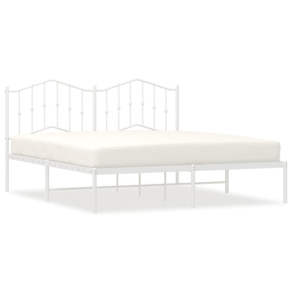 8721012211513_a_en_hd_1 vidaXL Metal Bed Frame without Mattress with Headboard White 183x203 cm King - Image 2
