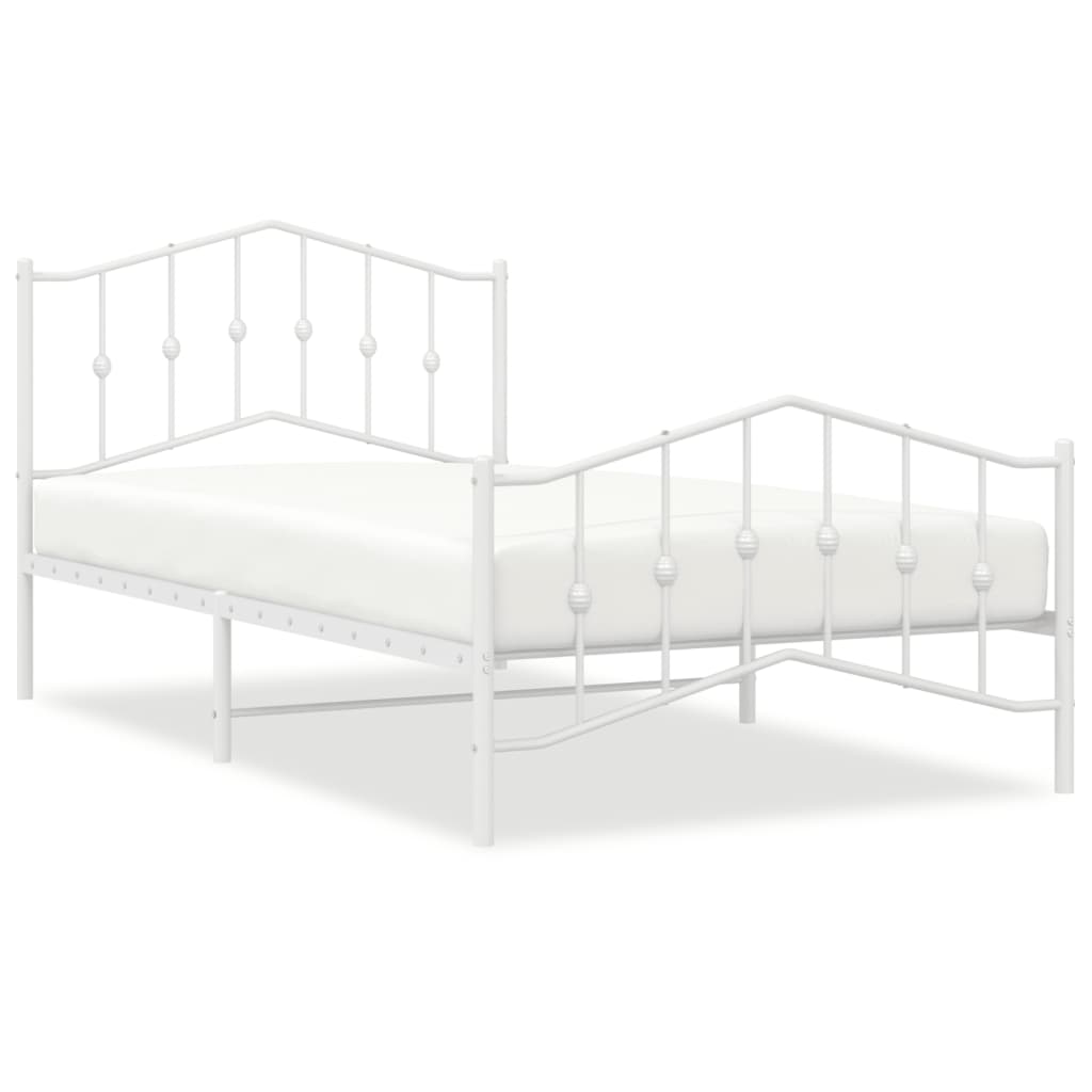 8721012211612_a_en_hd_1 vidaXL Metal Bed Frame without Mattress with Footboard White 107x203 cm King Single - Image 2