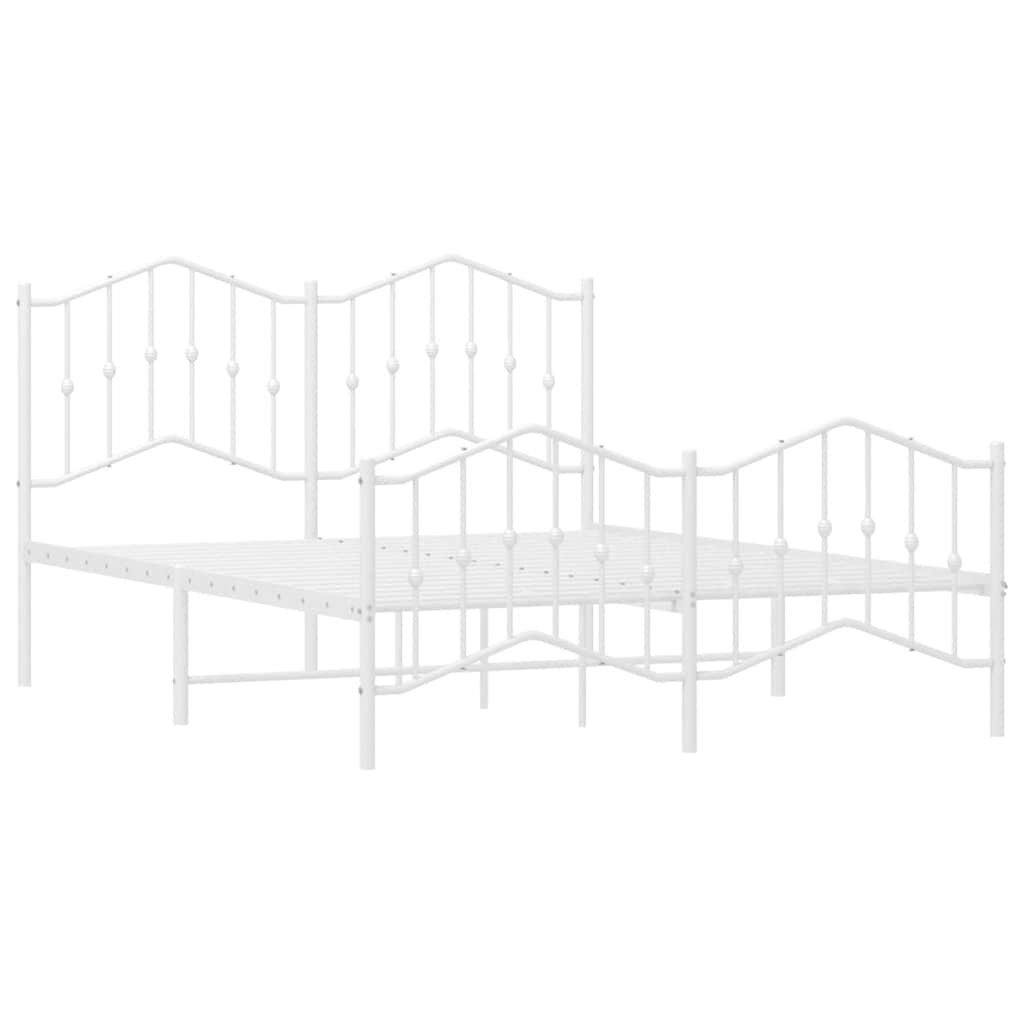 8721012211643_g_en_hd_3 vidaXL Metal Bed Frame without Mattress with Footboard White 135x190 cm - Image 5