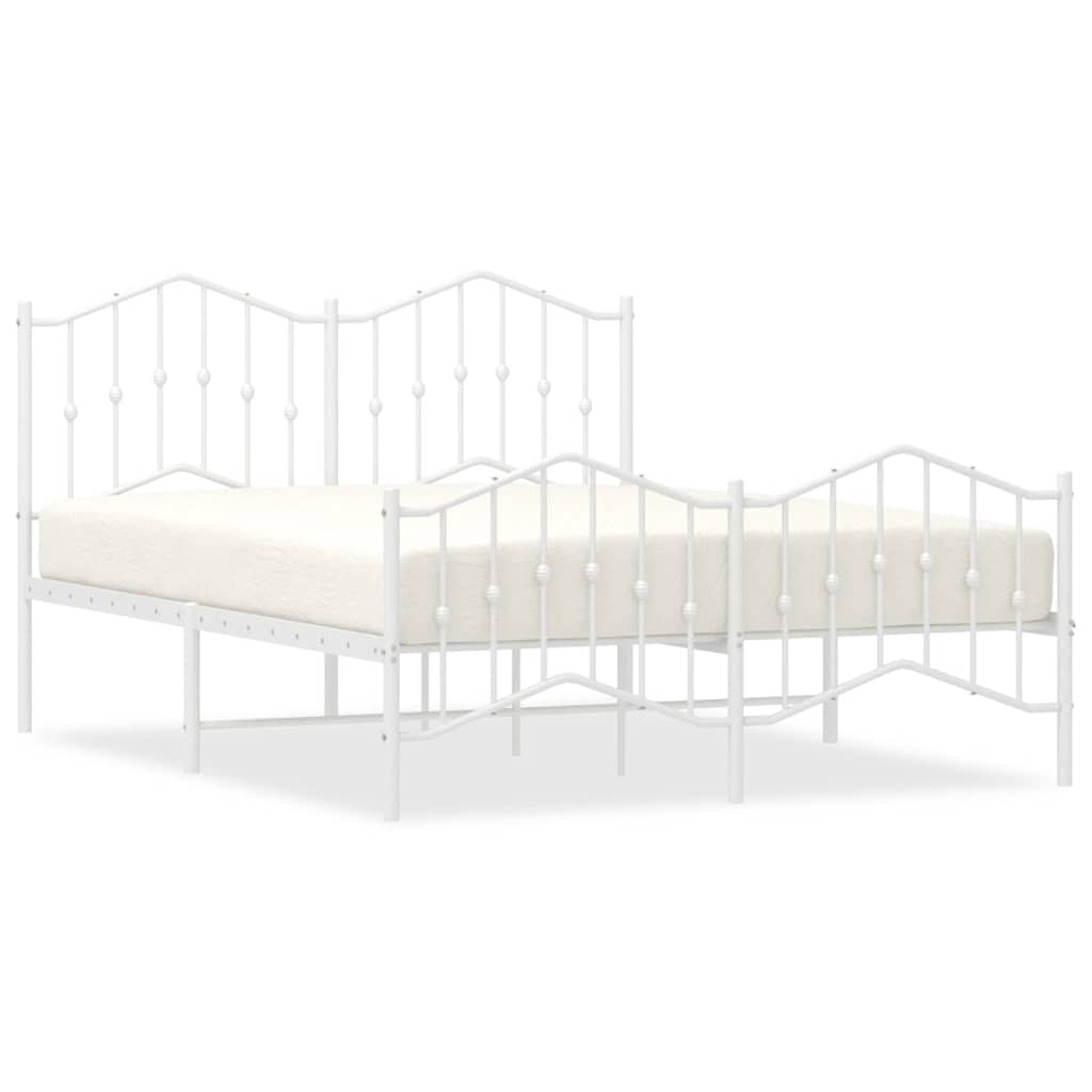 8721012211674_a_en_hd_1 vidaXL Metal Bed Frame without Mattress with Footboard White 150x200 cm - Image 2