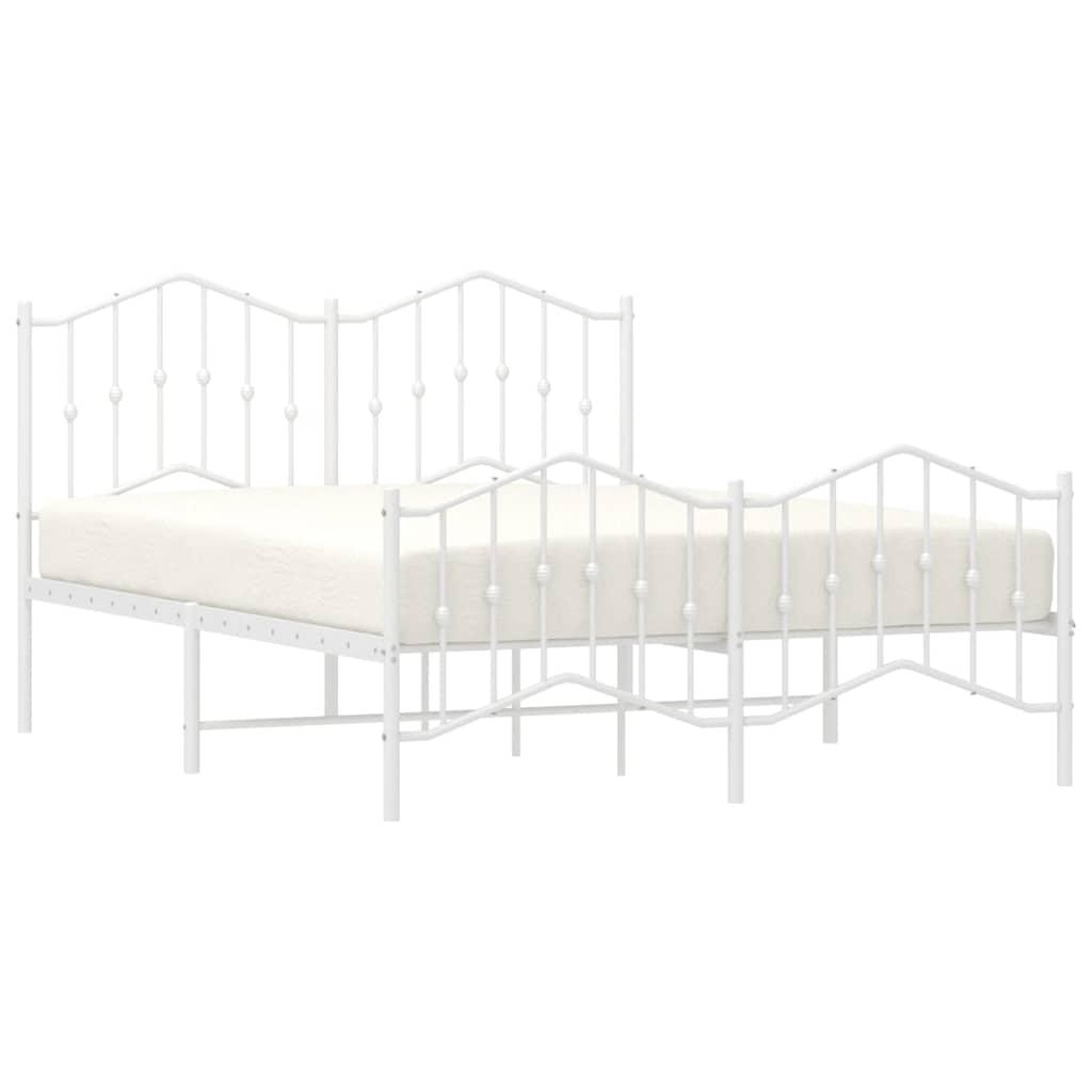 8721012211674_g_en_hd_2 vidaXL Metal Bed Frame without Mattress with Footboard White 150x200 cm - Image 4