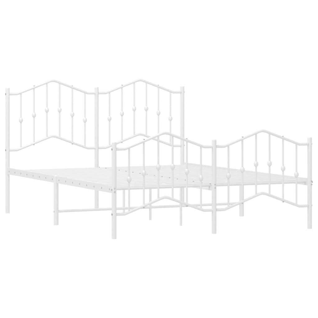 8721012211674_g_en_hd_3 vidaXL Metal Bed Frame without Mattress with Footboard White 150x200 cm - Image 5