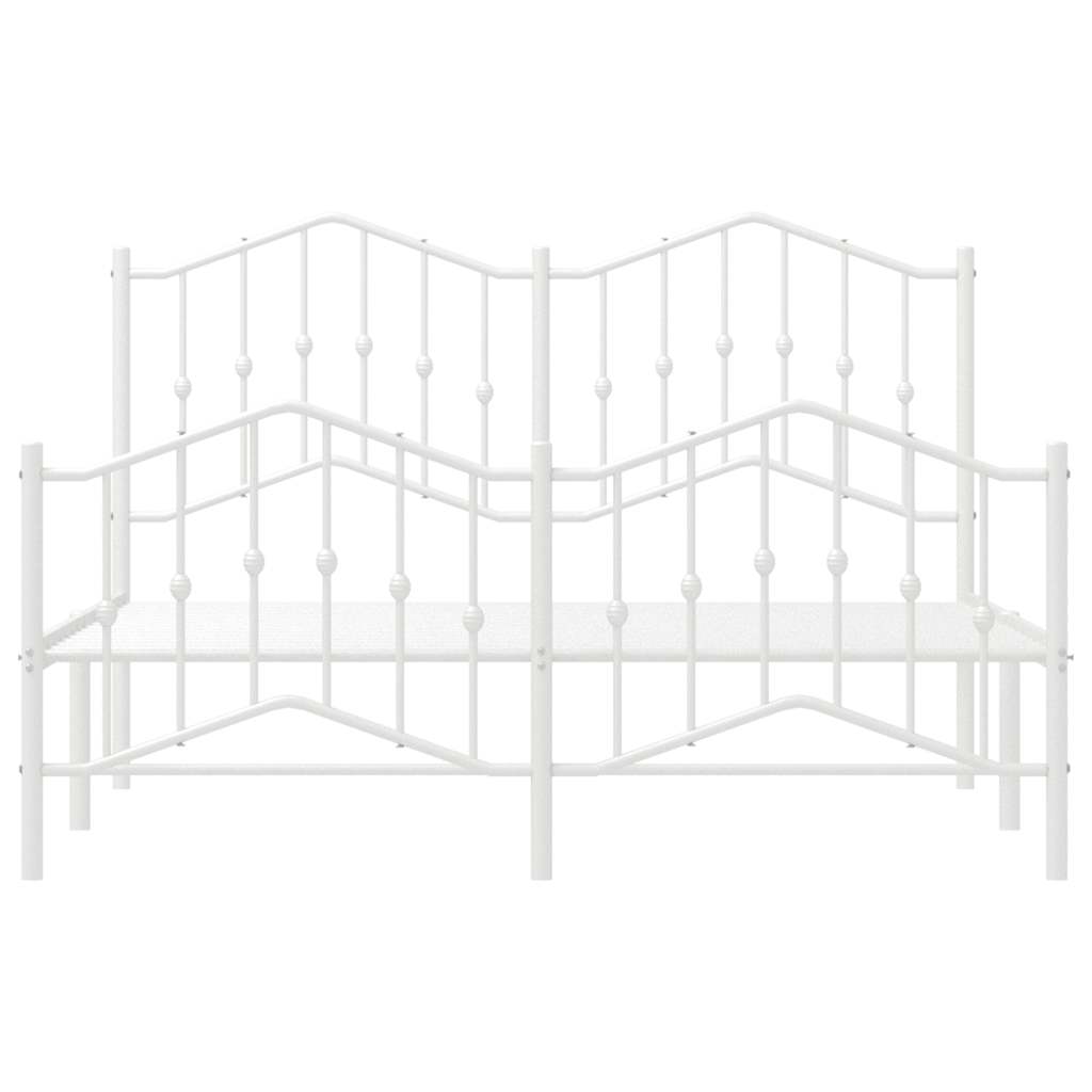 8721012211674_g_en_hd_4 vidaXL Metal Bed Frame without Mattress with Footboard White 150x200 cm - Image 6