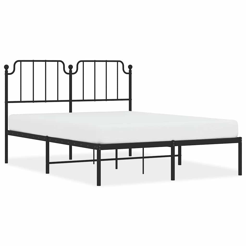 8721012211988_a_en_hd_1 vidaXL Metal Bed Frame without Mattress with Headboard Black 150x200 cm - Image 2