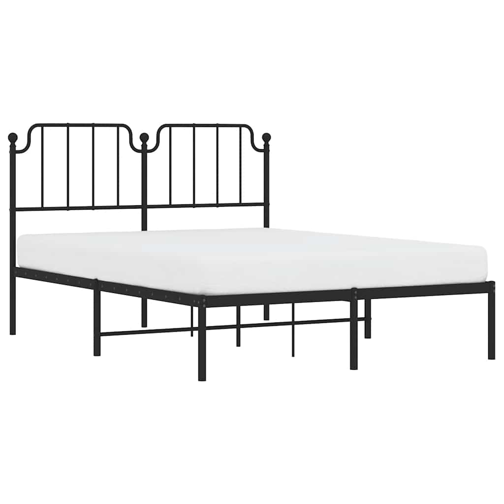 8721012211988_g_en_hd_2 vidaXL Metal Bed Frame without Mattress with Headboard Black 150x200 cm - Image 4