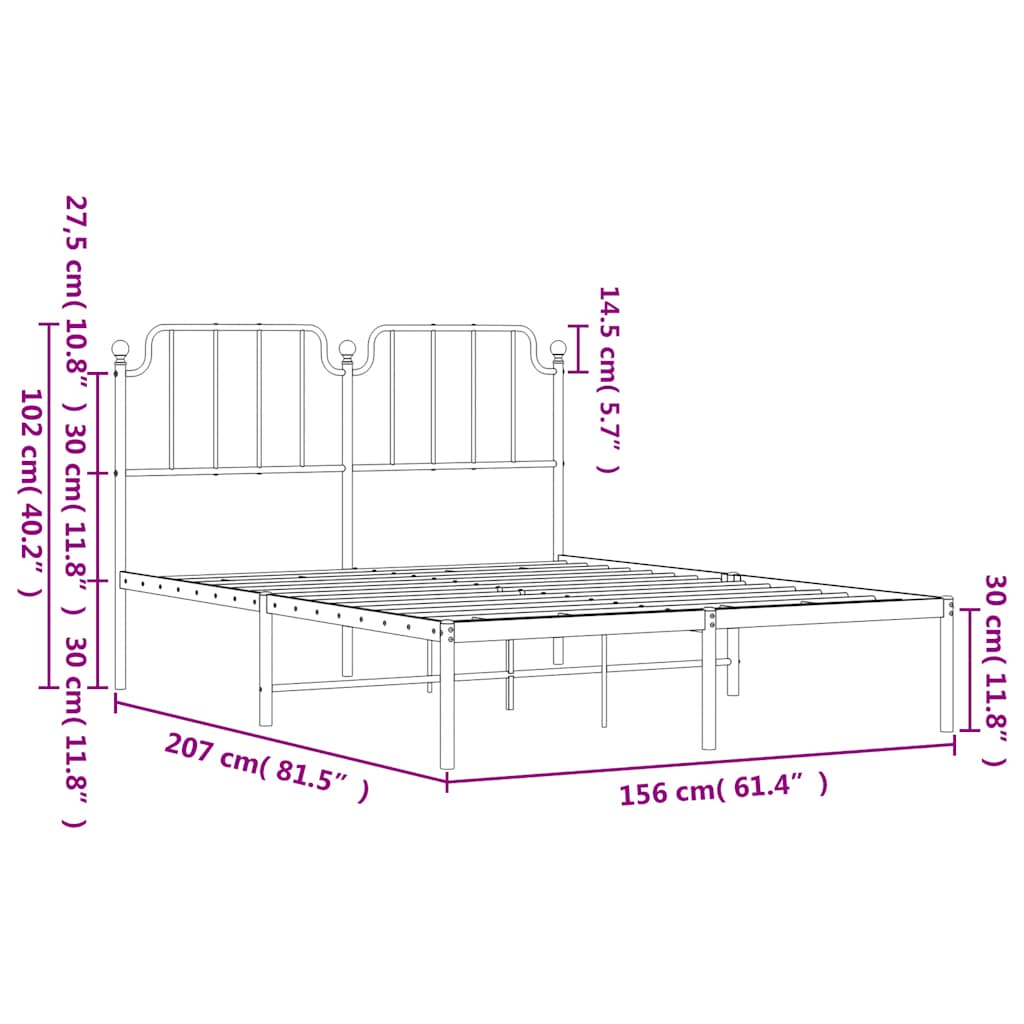 8721012211988_g_en_hd_8 vidaXL Metal Bed Frame without Mattress with Headboard Black 150x200 cm - Image 10