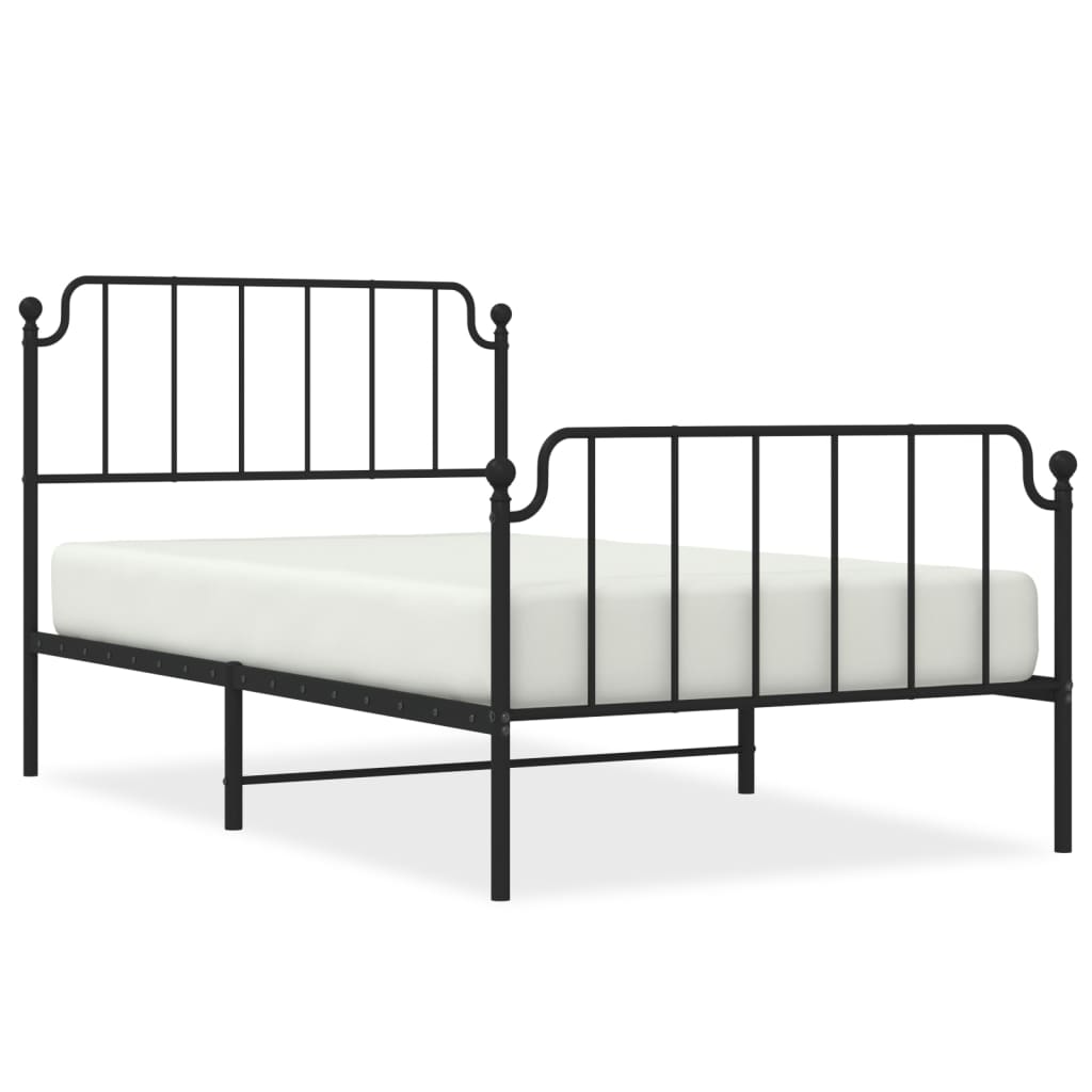 8721012212107_a_en_hd_1 vidaXL Metal Bed Frame without Mattress with Footboard Black 107x203 cm King Single - Image 2
