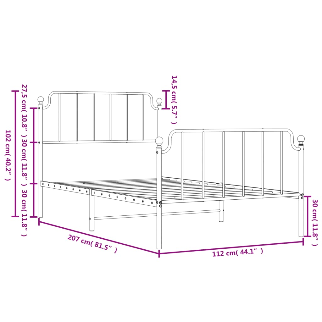 8721012212107_g_en_hd_7 vidaXL Metal Bed Frame without Mattress with Footboard Black 107x203 cm King Single - Image 9
