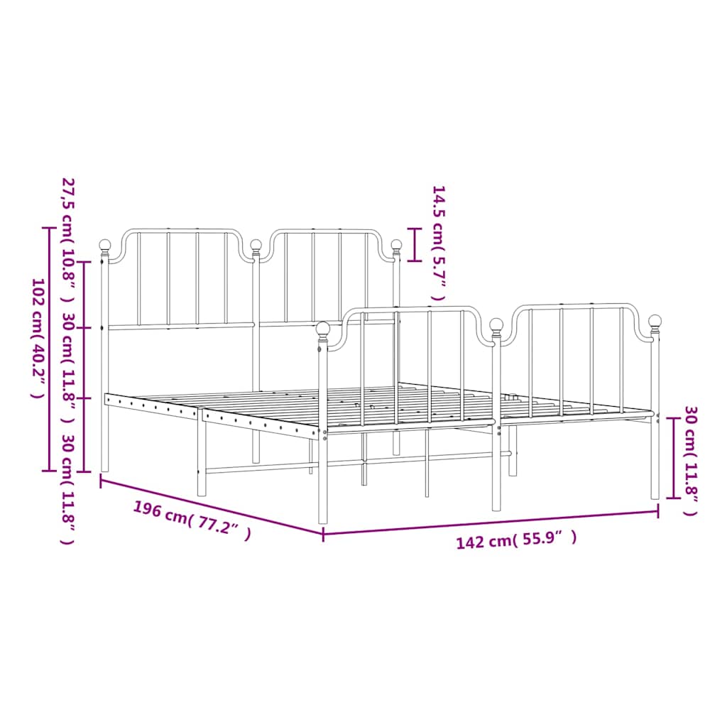 8721012212138_g_en_hd_8 vidaXL Metal Bed Frame without Mattress with Footboard Black 135x190 cm - Image 10