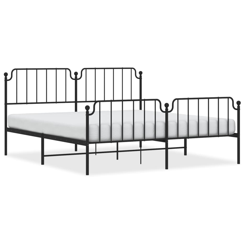 8721012212183_a_en_hd_1 vidaXL Metal Bed Frame without Mattress with Footboard Black 183x203 cm King - Image 2