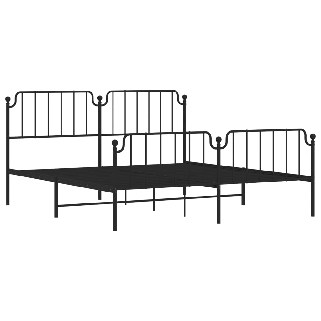 8721012212183_g_en_hd_2 vidaXL Metal Bed Frame without Mattress with Footboard Black 183x203 cm King - Image 4