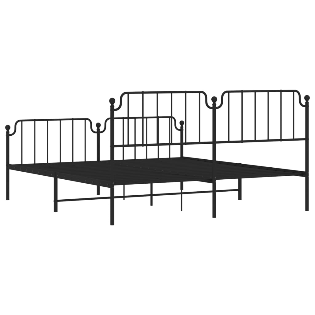 8721012212183_g_en_hd_5 vidaXL Metal Bed Frame without Mattress with Footboard Black 183x203 cm King - Image 7