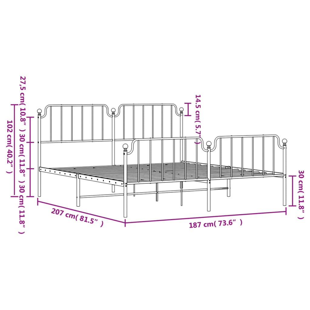 8721012212183_g_en_hd_7 vidaXL Metal Bed Frame without Mattress with Footboard Black 183x203 cm King - Image 9