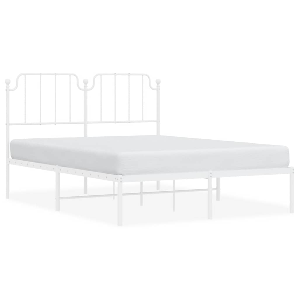 8721012212473_a_en_hd_1 vidaXL Metal Bed Frame without Mattress with Headboard White 150x200 cm - Image 2