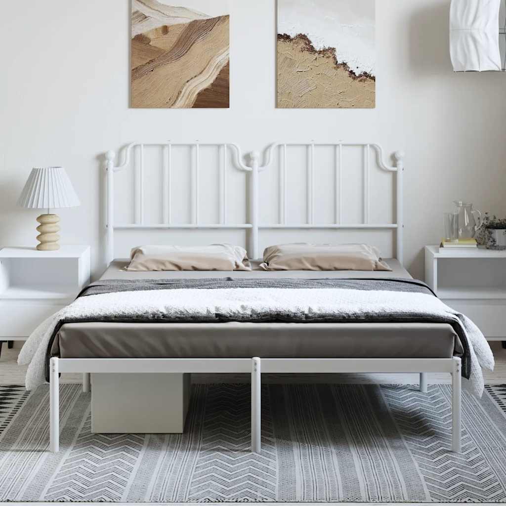 8721012212473_g_en_hd_1 vidaXL Metal Bed Frame without Mattress with Headboard White 150x200 cm - Image 3