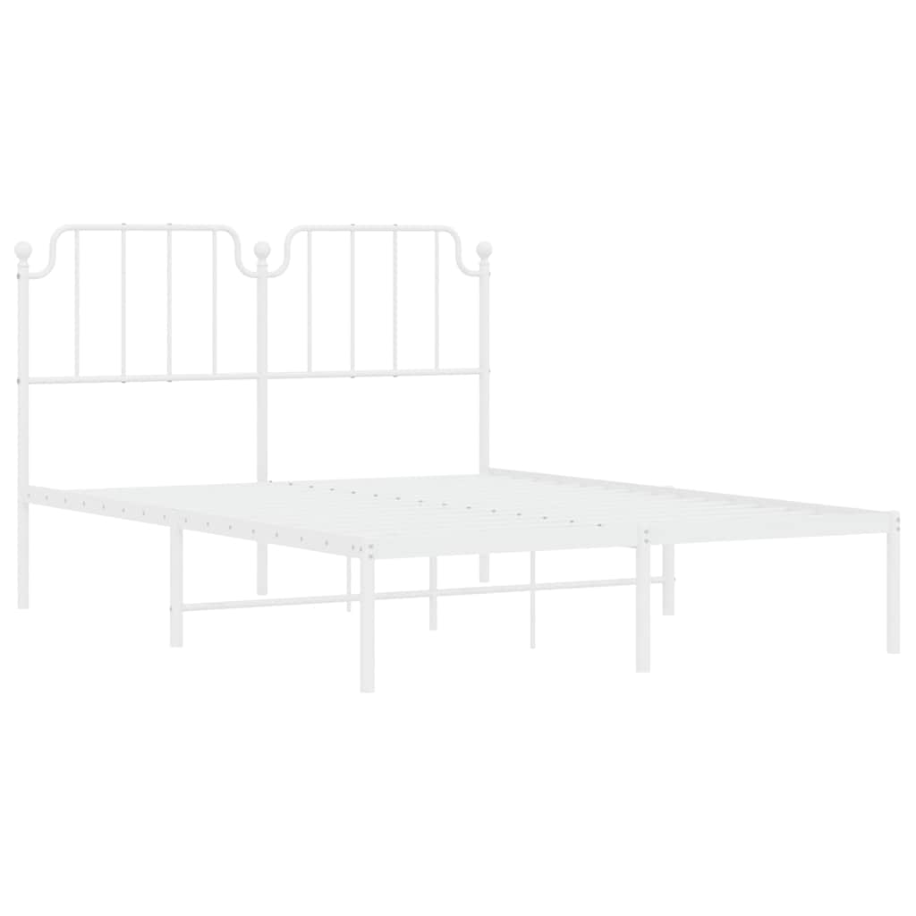 8721012212473_g_en_hd_3 vidaXL Metal Bed Frame without Mattress with Headboard White 150x200 cm - Image 5