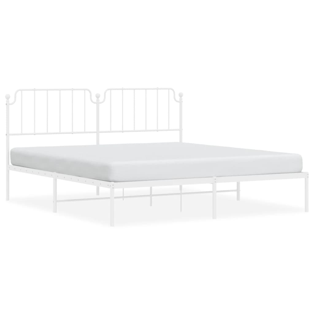 8721012212497_a_en_hd_1 vidaXL Metal Bed Frame without Mattress with Headboard White 183x203 cm King - Image 2