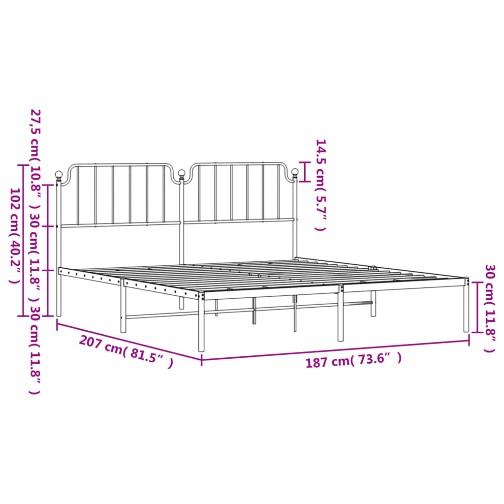 8721012212497_g_en_hd_7 vidaXL Metal Bed Frame without Mattress with Headboard White 183x203 cm King - Image 9