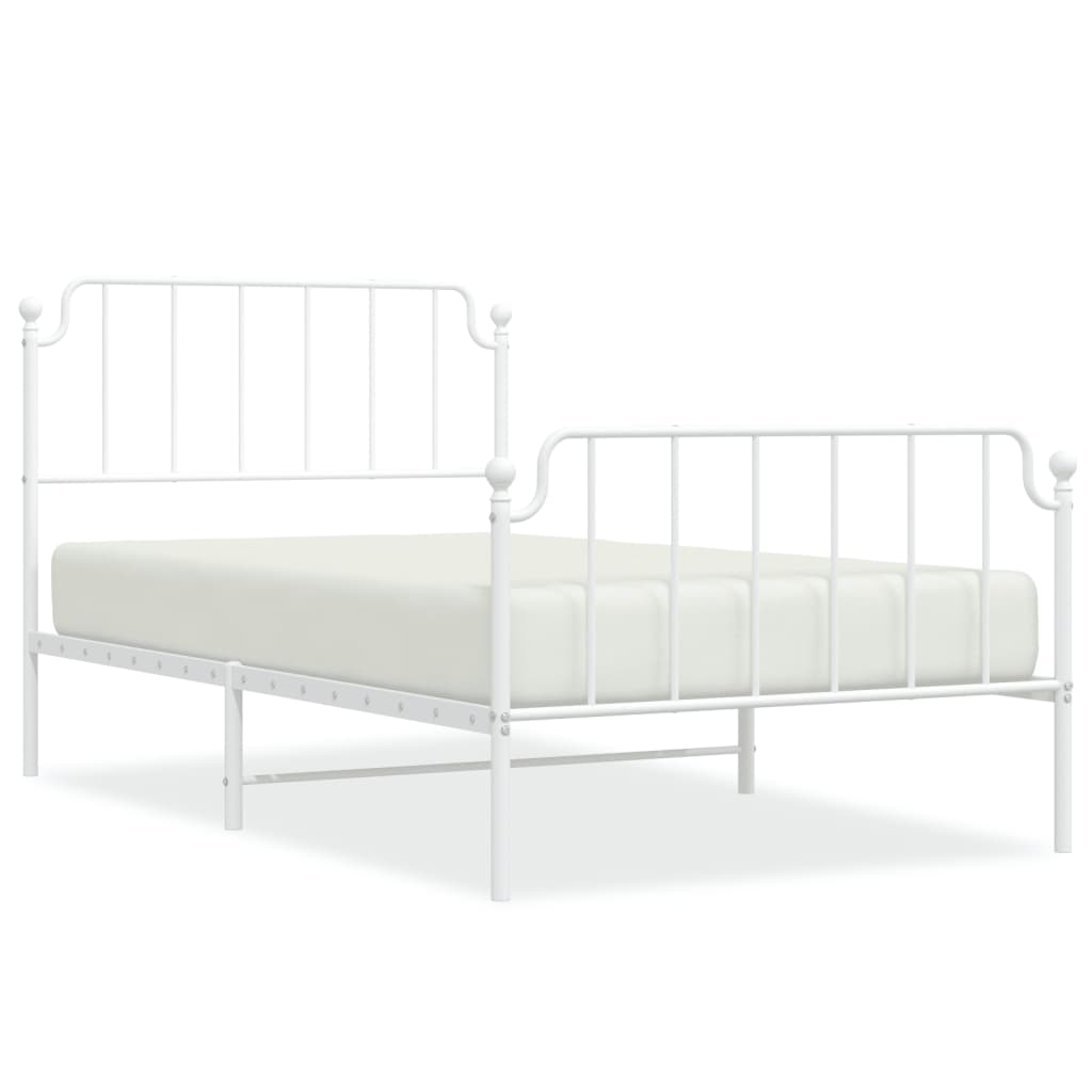 8721012212596_a_en_hd_1 vidaXL Metal Bed Frame without Mattress with Footboard White 107x203 cm King Single - Image 2