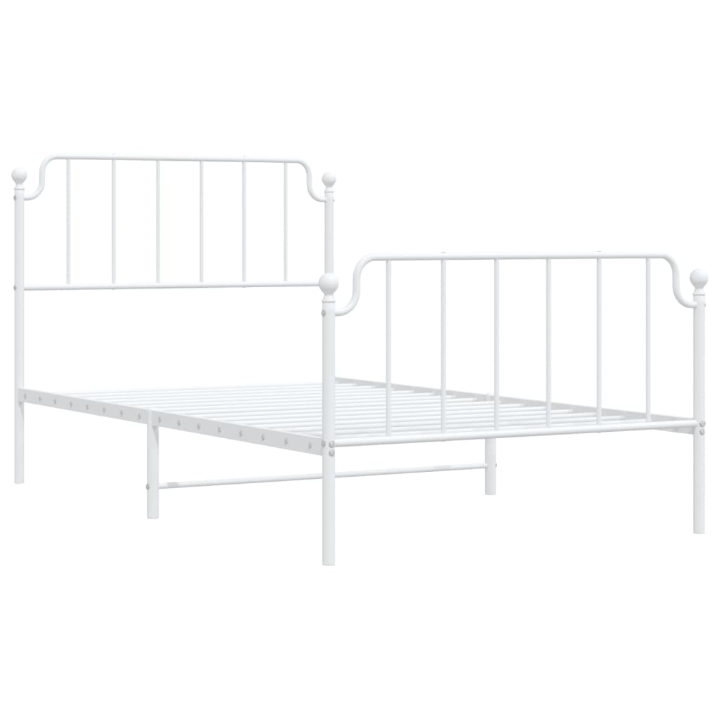 8721012212596_g_en_hd_2 vidaXL Metal Bed Frame without Mattress with Footboard White 107x203 cm King Single - Image 4